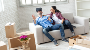 couple using VR on couch